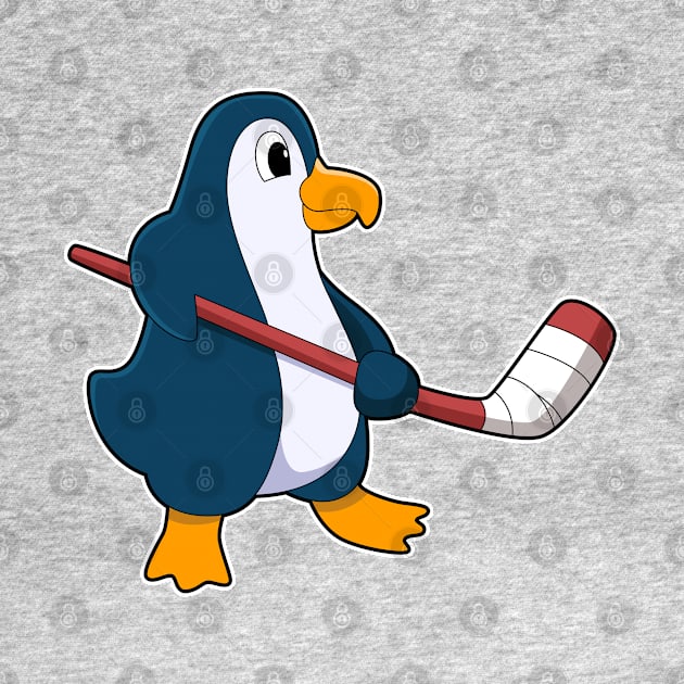 Penguin at Ice hockey with Ice hockey stick by Markus Schnabel